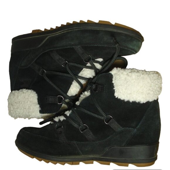 SOREL EVIE Wedge Booties Women's Size 10US 41EUR Black Cozy Lace Up Boots - Picture 9 of 11